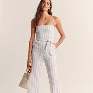 Abercrombie & Fitch Blue & white striped jumpsuit